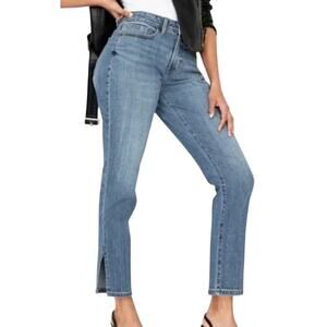 Old Navy High Rise Medium Wash Blue Split Hem Curvy OG Straight Jeans sz 12 NEW